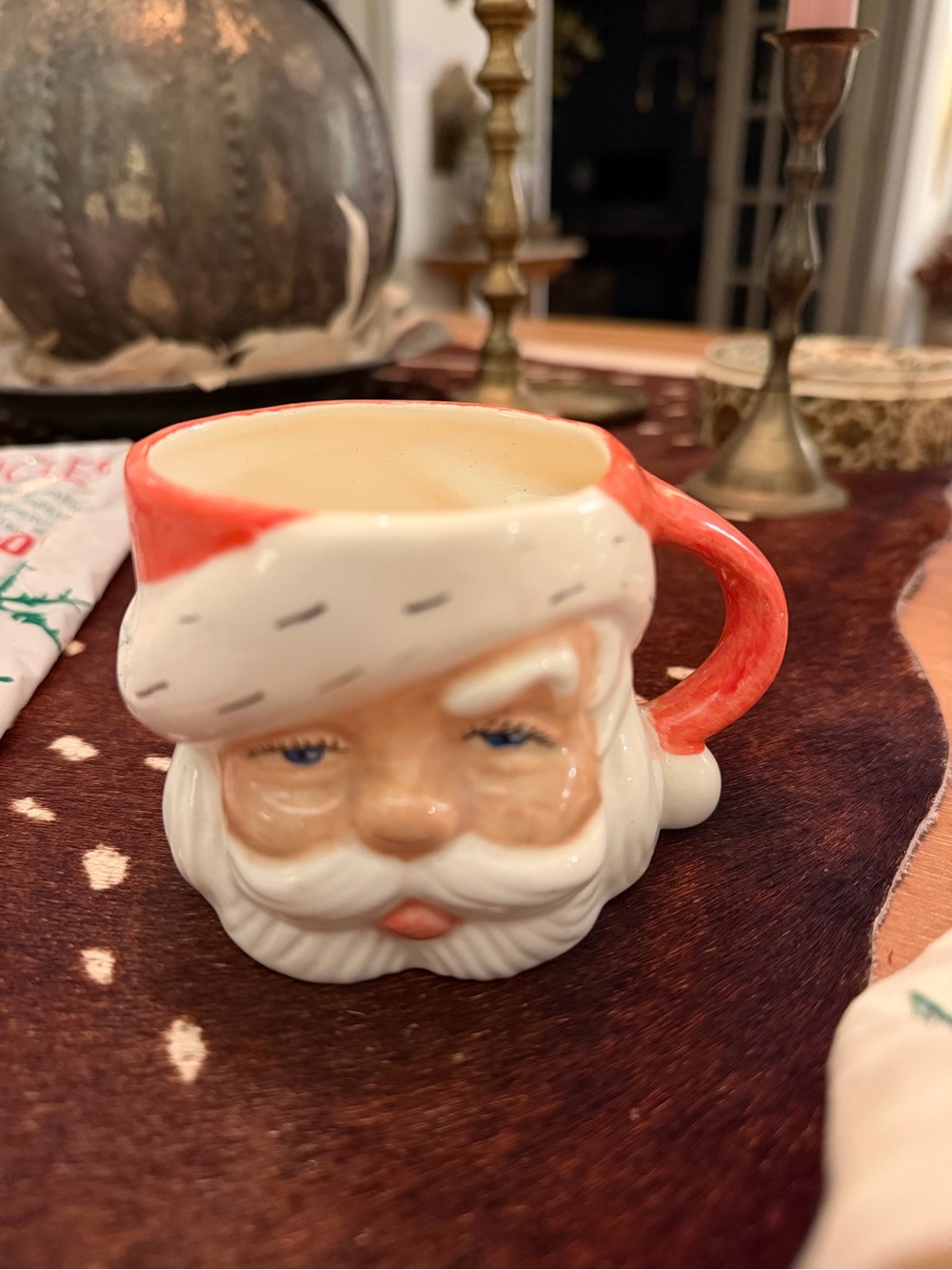 Santa Claus Ceramic Mug - Red and White Holiday Coffee Cup